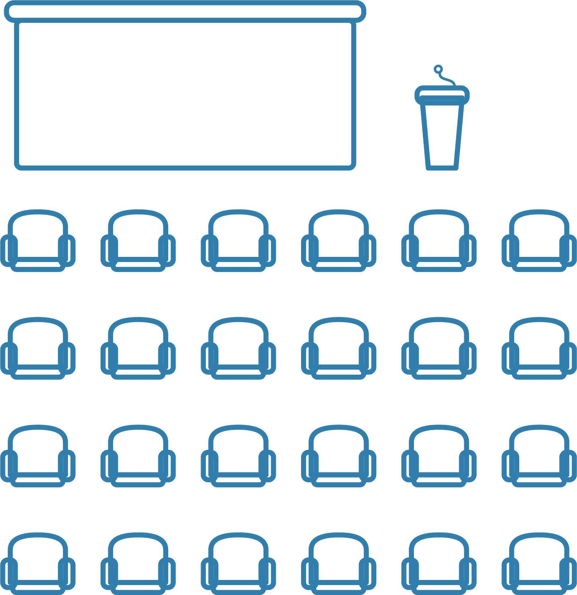 Theatre style room setup diagram